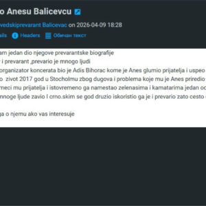 Foto: Printscreen/Anes Balićevac